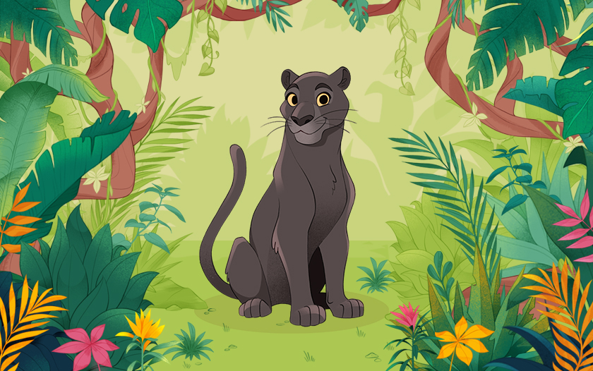  Illustration von Baghira dem Panther aus Dschungelbuch – das Musical