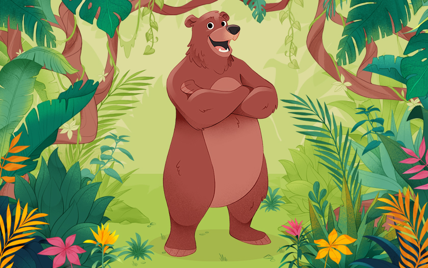 Illustration von Balu dem Bären aus Dschungelbuch – das Musical